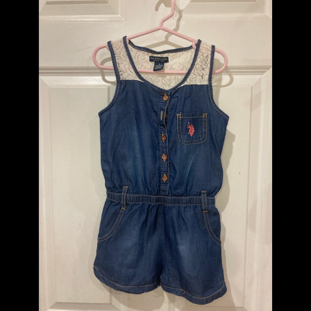 U.S.Polo Assn. dark jean girls jumper size 4.